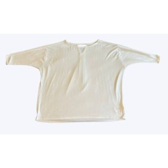 Athleta Top XL White Oversized Tee 3/4 Sleeve Workout Top - Picture 1 of 5